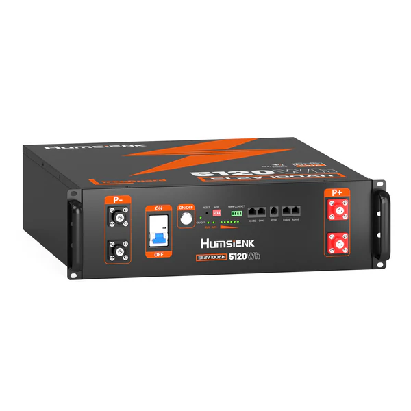 Batería LiFePO4 Humsienk 48V (51.2V) 100Ah 5Kw Tipo Rack 3U con Bluetooth y BMS 100A