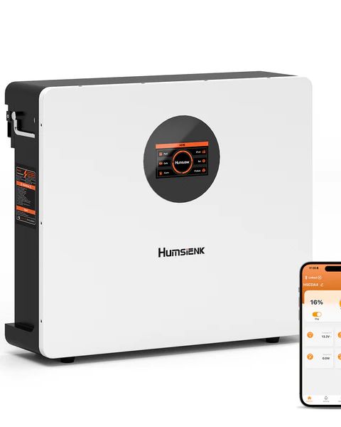 Humsienk LiFePO4 Battery 51.2V 100Ah (5120Wh) Wall Mount with 100A BMS and Bluetooth