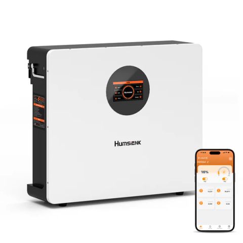 Humsienk LiFePO4 Battery 51.2V 100Ah (5120Wh) Wall Mount with 100A BMS and Bluetooth