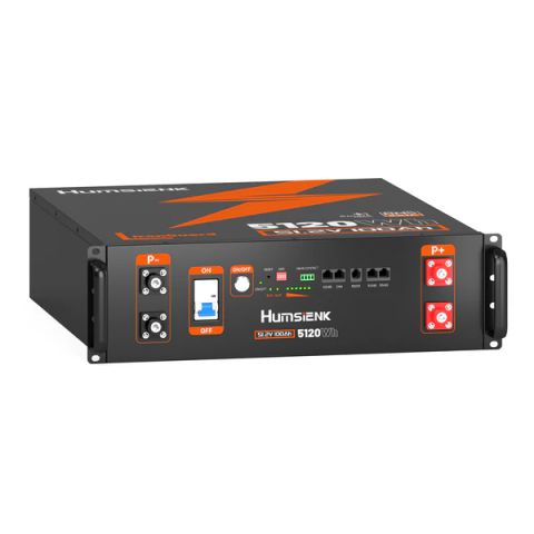 Humsienk LiFePO4 Battery 48V (51.2V) 100Ah 5kW Server Rack 3U with Bluetooth and 100A BMS