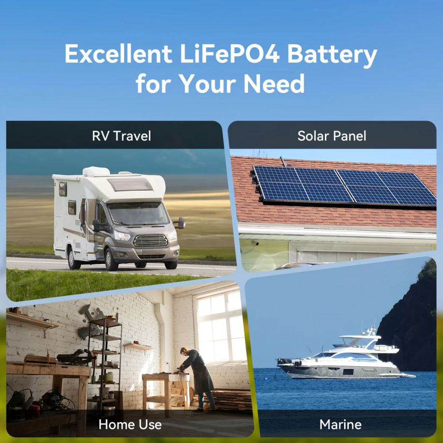 PECRON WB12200 12V 200Ah LiFePO4 Deep Cycle Battery 2560Wh with Self-Heating and App