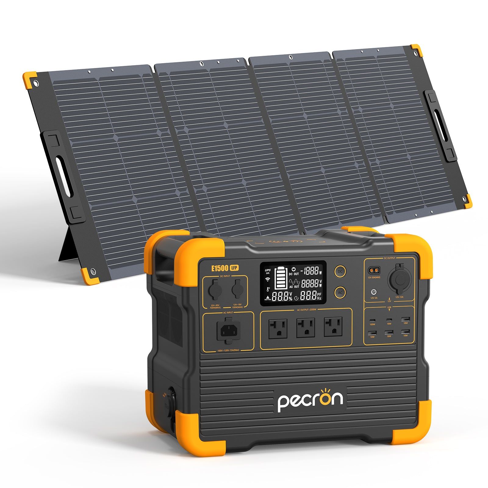 Home Backup Kit 1500: PECRON E1500LFP + 200W Solar Panel