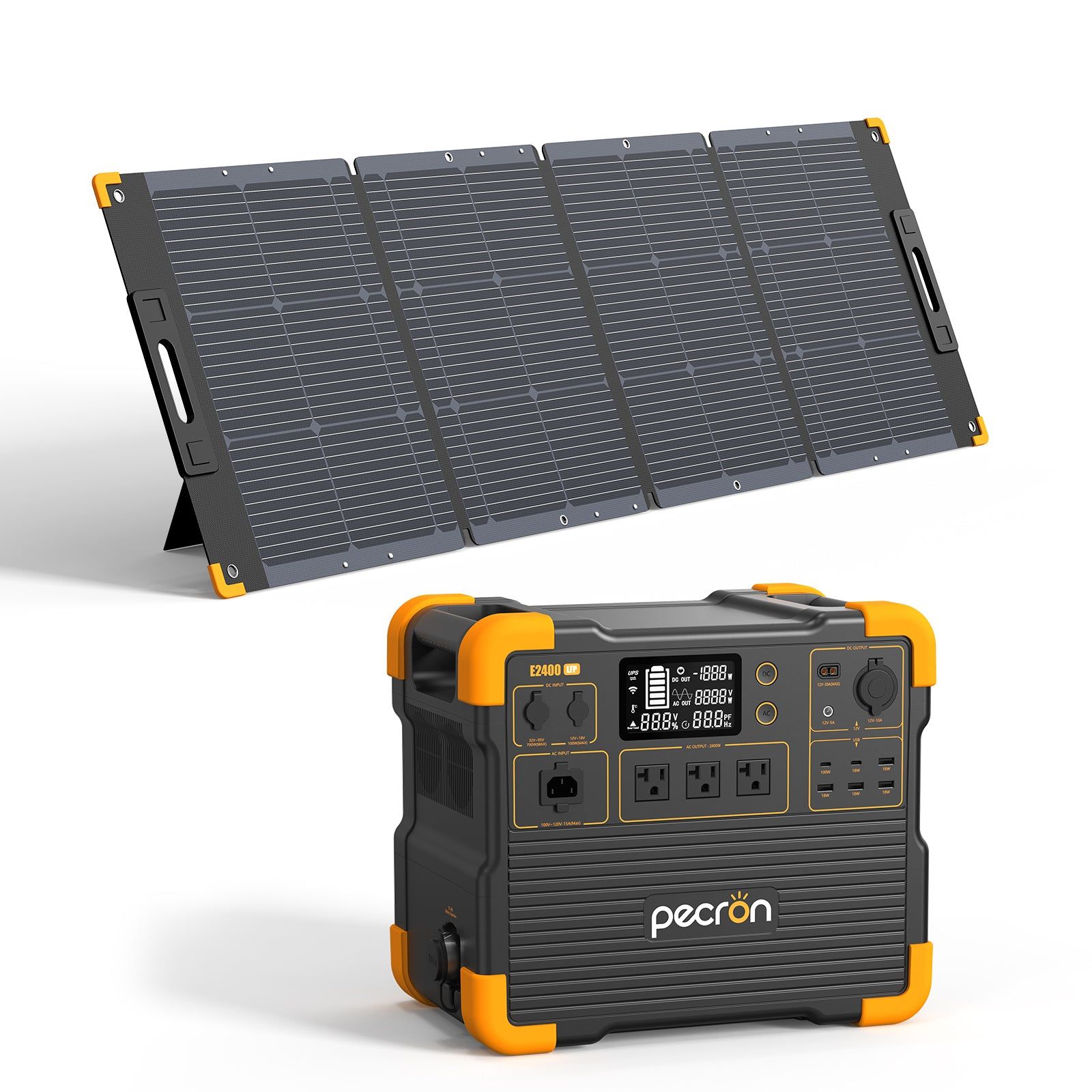 Home Backup Kit 2400: PECRON E2400LFP + 200W Solar Panel